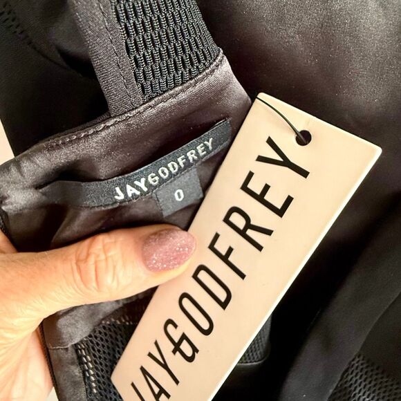 NWT black Jay Godfrey sheath cut out mesh dress  Size 0 - Picture 4 of 5